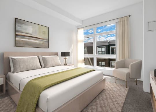 Bedroom at 1500 Nicollet Apartment Homes, Minneapolis, MN