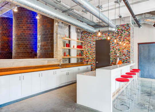 Clubroom Bar With Stools at A-Mill Artist Lofts, Minneapolis, 55414