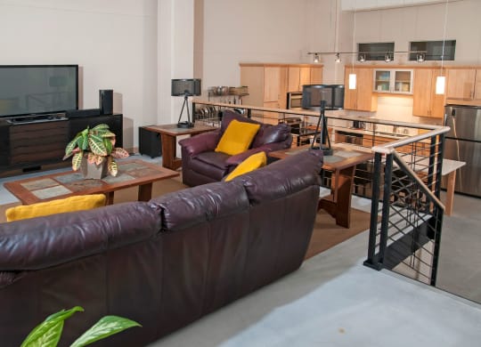 Apartment Living Room and Kitchen  at A-Mill Artist Lofts, Minneapolis