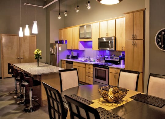 Kitchen with dinning area at Arcade Apartments, St Louis, MO, 63101