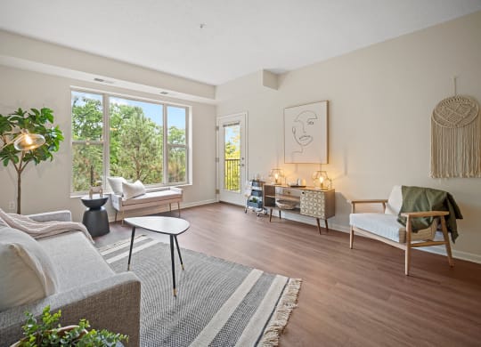 Modern Living Room at The Bluffs at Nine Mile Creek, Eden Prairie, MN