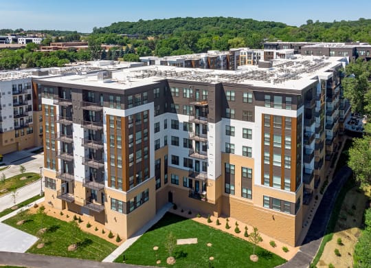 Dominium_Bren Road Station_Aerial Apartment Exterior at Bren Road Station 55+ Apartments, Minnesota, 55343