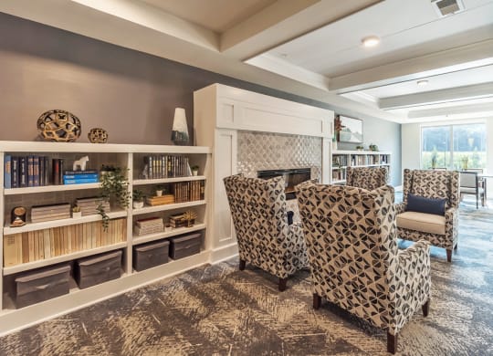 Library space at Covington Crossings 55+ Senior Living, Covington, 30014