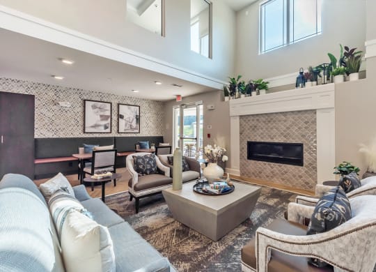 Community Room decor at Covington Crossings 55+ Senior Living, Covington, 30014