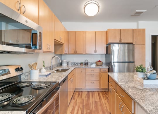 Fully Equipped Kitchen at Harbor at Twin Lakes 55+ Apartments, Roseville, Minnesota