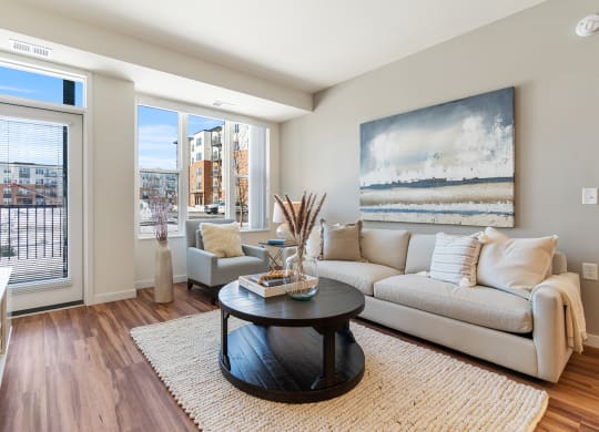Modern Living Room at Harbor at Twin Lakes 55+ Apartments, Roseville