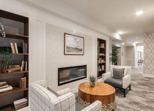 Library Seating Area at Haven at Congaree Pointe 55+ Apartments, South Carolina