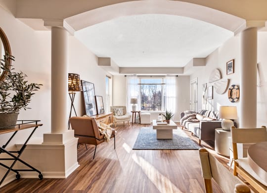 Modern Living Room at The Landings at Silver Lake Village, St. Anthony Minnesota