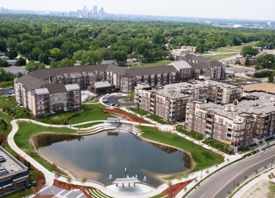 Aerial Exterior at The Landings at Silver Lake Village, Minnesota, 55421