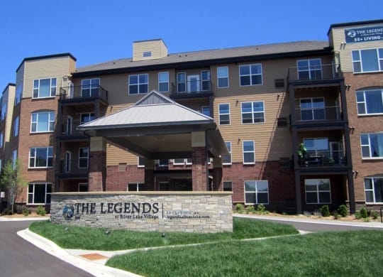 Building Entrance at The Legends at Silver Lake Village 55+ Apartments, St. Anthony, Minnesota