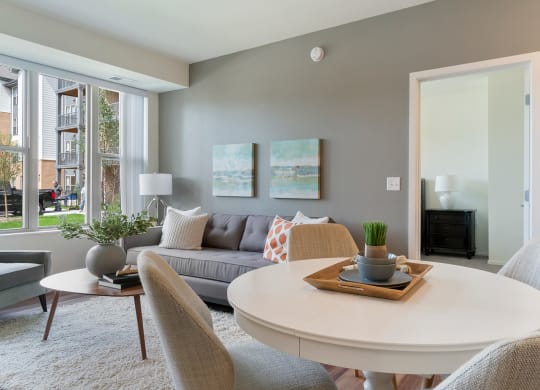 Dining and Living Room at Oaks Landing 55+ Apartments, Minnesota