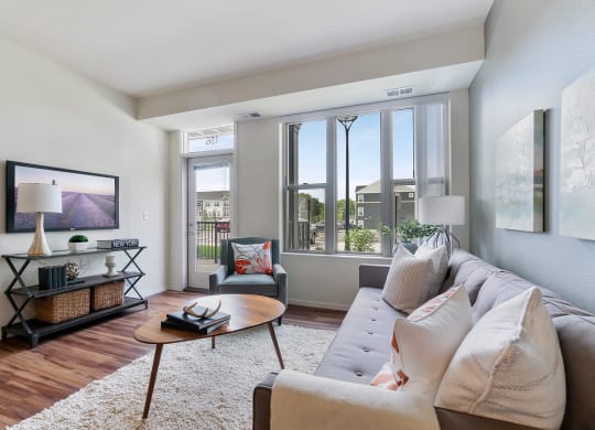 Living Room at Oaks Landing 55+ Apartments, New Brighton