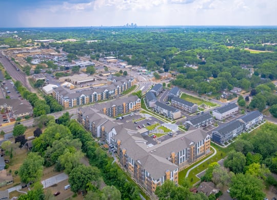 Aerial community View at Oaks Landing 55+ Apartments, New Brighton Minnesota