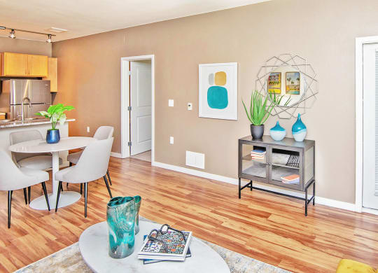 Living Area With Kitchen View at Scharbauer Flats, Midland