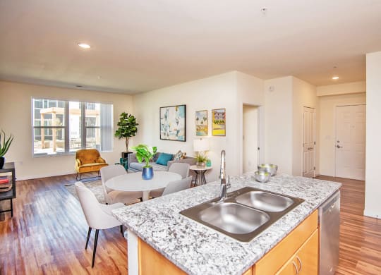 Kitchen And Living Area at Scharbauer Flats, Midland, TX