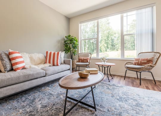 Model Living Room at Stonepointe 55+ Apartments, Lithonia, GA
