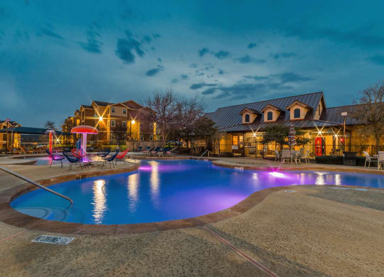 Pool View In Night 