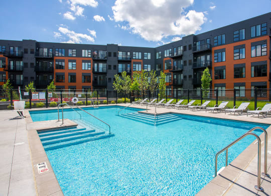 Pool With Sundecks at Union Flats, St. Paul