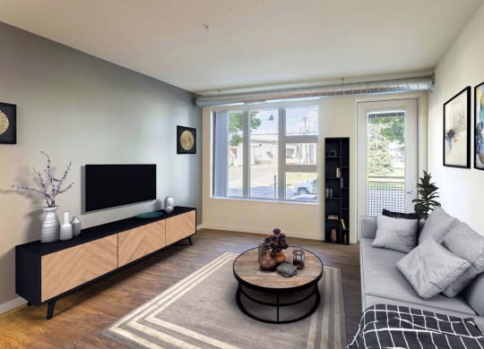 Living Room With TV at Union Flats, Minnesota 