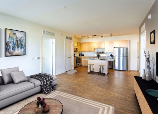 Living Room With Kitchen at Union Flats, St. Paul, 55114