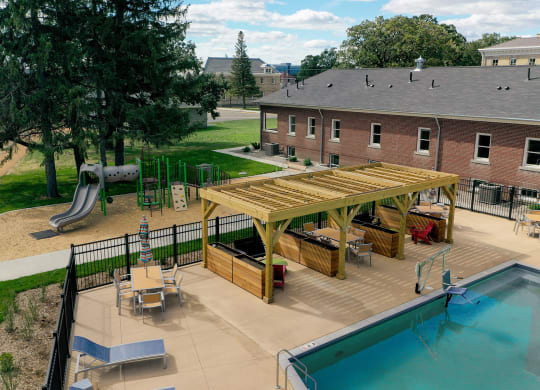 Pool Deck and Playgroundat Upper Post Flats, Fort Snelling