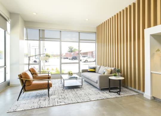 Lobby with couch and table
