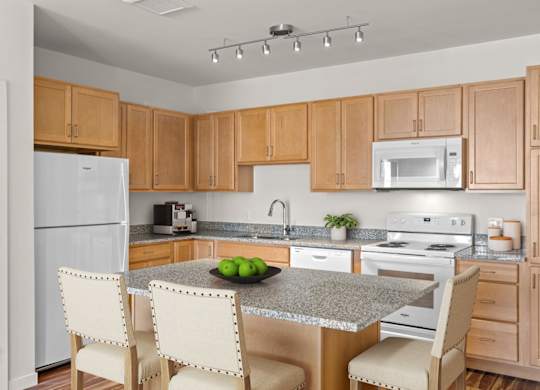 Island Kitchen at The Addie at Metro Center 55+ Apartments, Aurora