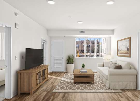 Modern Living Room at The Addie at Metro Center 55+ Apartments, Aurora, 80012