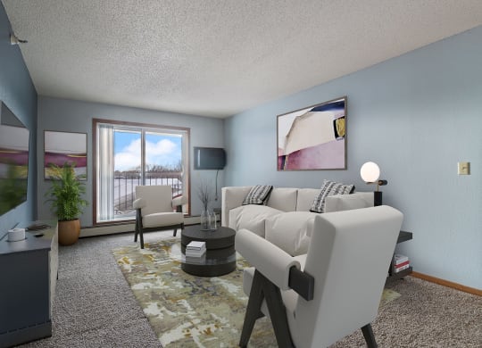 Dominium_Albertville Meadows_Upgraded Virtually Staged Apt Home Living Room