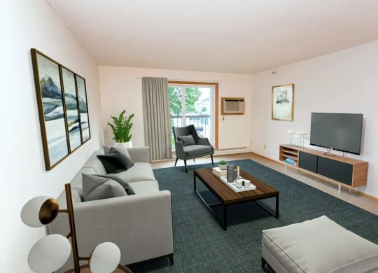 Dominium_Albertville Meadows_Virtually Staged Apartment Living Room