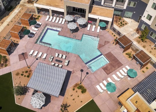 Aerial Pool View at Casa Azure 55+ Apartments, Phoenix, AZ