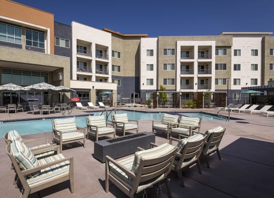 Poolside Lounge at Casa Azure 55+ Apartments, Phoenix, AZ 85035