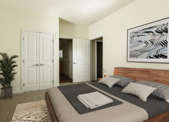 Bedroom With Closet at Casa Azure 55+ Apartments, Phoenix, AZ 85035