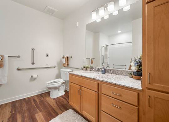 Bathroom cabinets at Creekridge on the Park Apartments, Charlotte 28212
