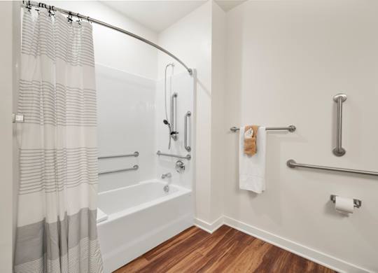 Bathroom with shower at Creekridge on the Park Apartments, Charlotte 28212