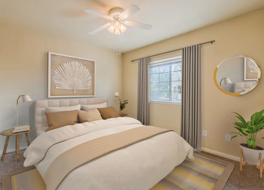 Bedroom with cozy bed at Lakeside Pointe Apartments & Townhomes, Texas