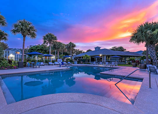 Twilight Pool View at The Lucille Apartments, Stuart Florida