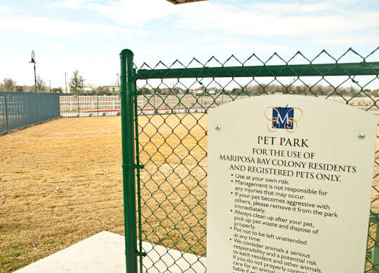 Dog Park at Mariposa at Bay Colony, Dickinson Texas