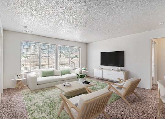 Living Area With Fireplace at Pine Tree Apartments, Omaha, NE 68114