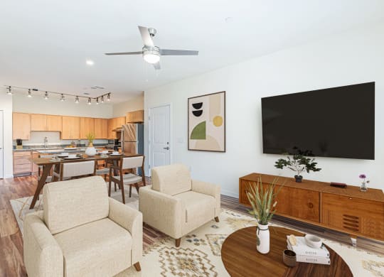 Living Room With TV at The Promenade, McDonough, GA 30253