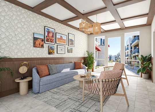 Living room at Saddleback Village at Stonegate Townhomes, Maricopa, Arizona