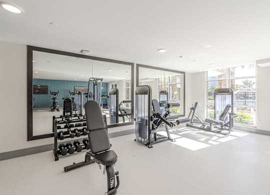 Equipment of gym at Sandpiper Glen 62+ Apartments, Orlando, FL, 32825