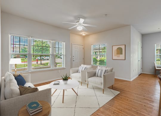 Living Room at Mariposa at Spring Hollow Saginaw 55+ Apartments, Texas, 76131