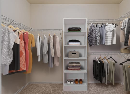 Large Closet at Mariposa at Spring Hollow Saginaw 55+ Apartments, Texas