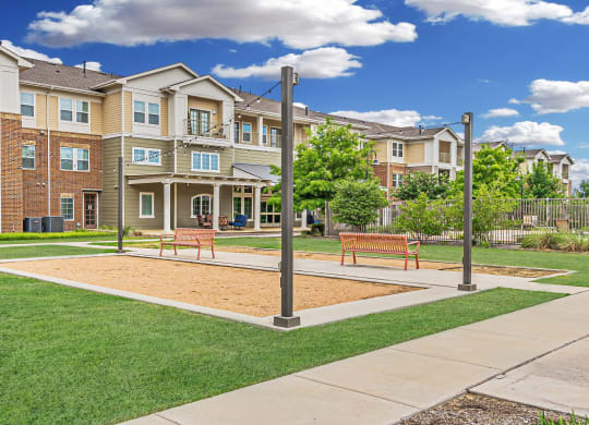 Volleyball Court at Mariposa at Spring Hollow Saginaw 55+ Apartments, Saginaw, TX 76131