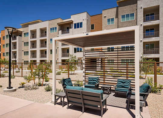 Sun Porch Backyard Sitting at Suncrest Vista at Canyon Trails 55+ Apartments, Arizona, 85338