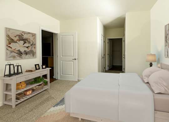 Living room with couch at The Addie at Metro Center 55+ Apartments, Aurora, Colorado