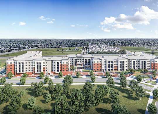 Aerial view at The Addie at Metro Center 55+ Apartments, Aurora, Colorado