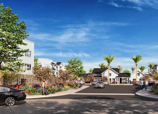 A street view of a residential area with houses and trees at Arterra Apartment , Arizona, 85374