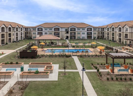 Aerial Exterior View at Mariposa at Harris Road Arlington 55+ Apartments, Texas